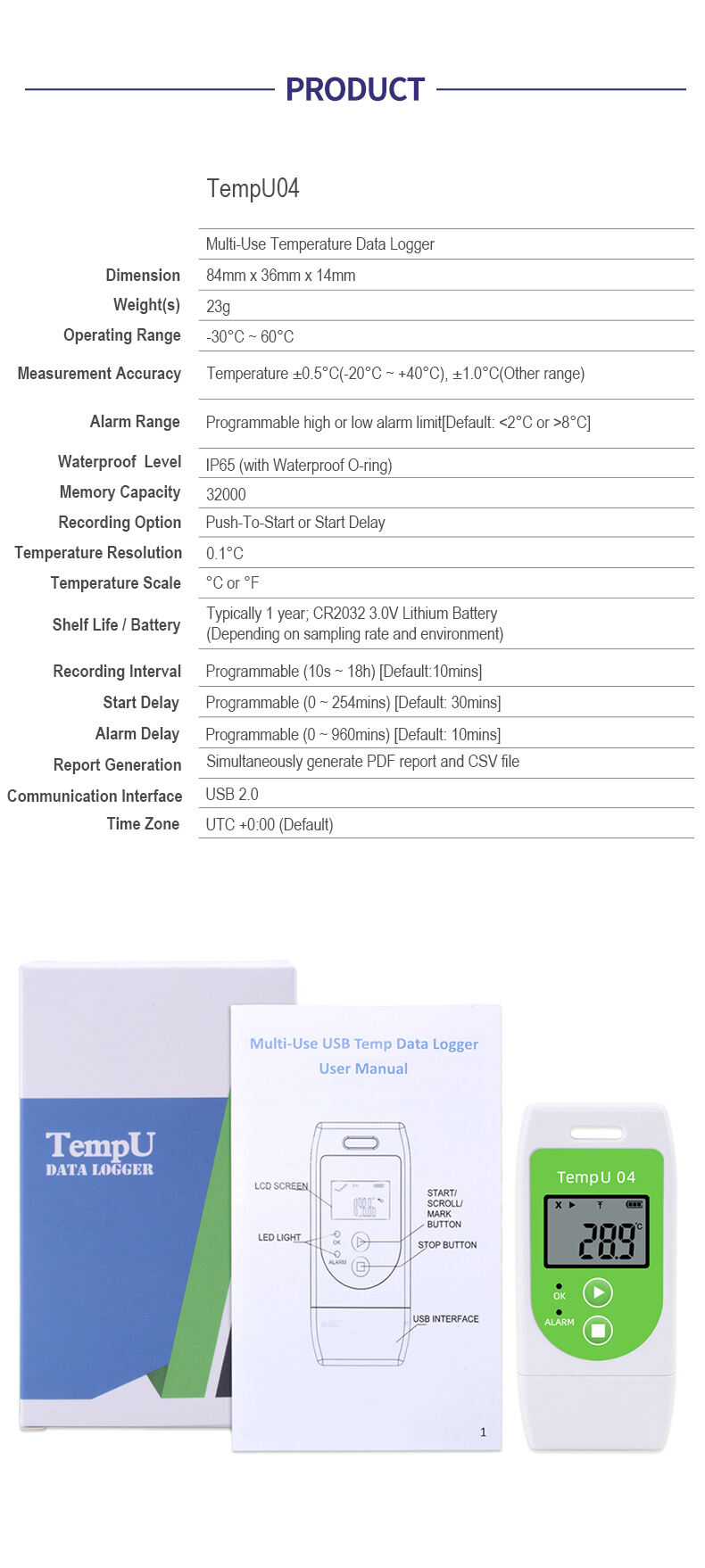 TempU04 Multi-Use USB Temp Data Logger manufacture