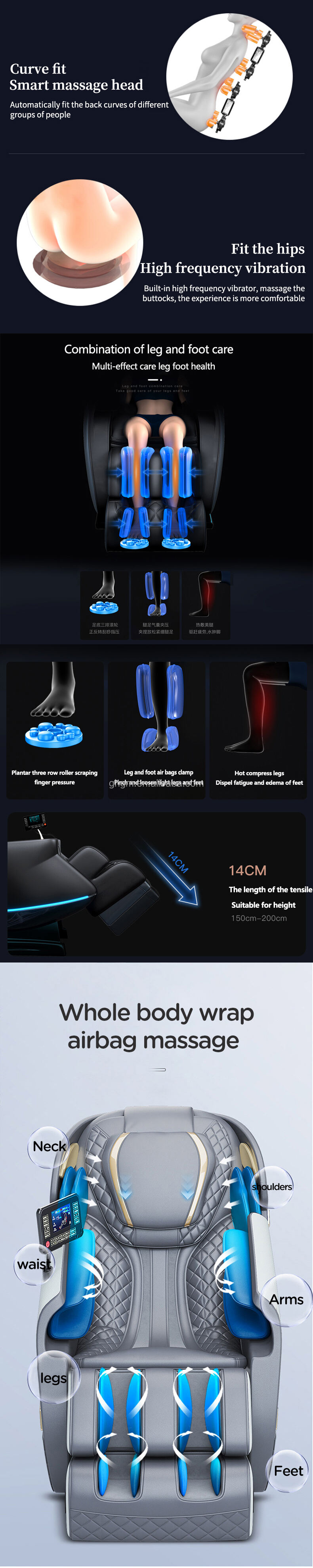 product guoheng back and leg touch screen remote controller massage chair full body 8d zero gravity luxury-2