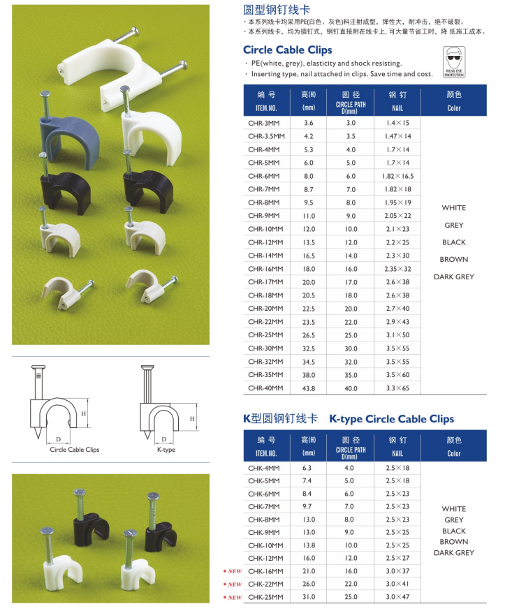 2.5MM Round Nylon Flat Square Cable Clips manufacture