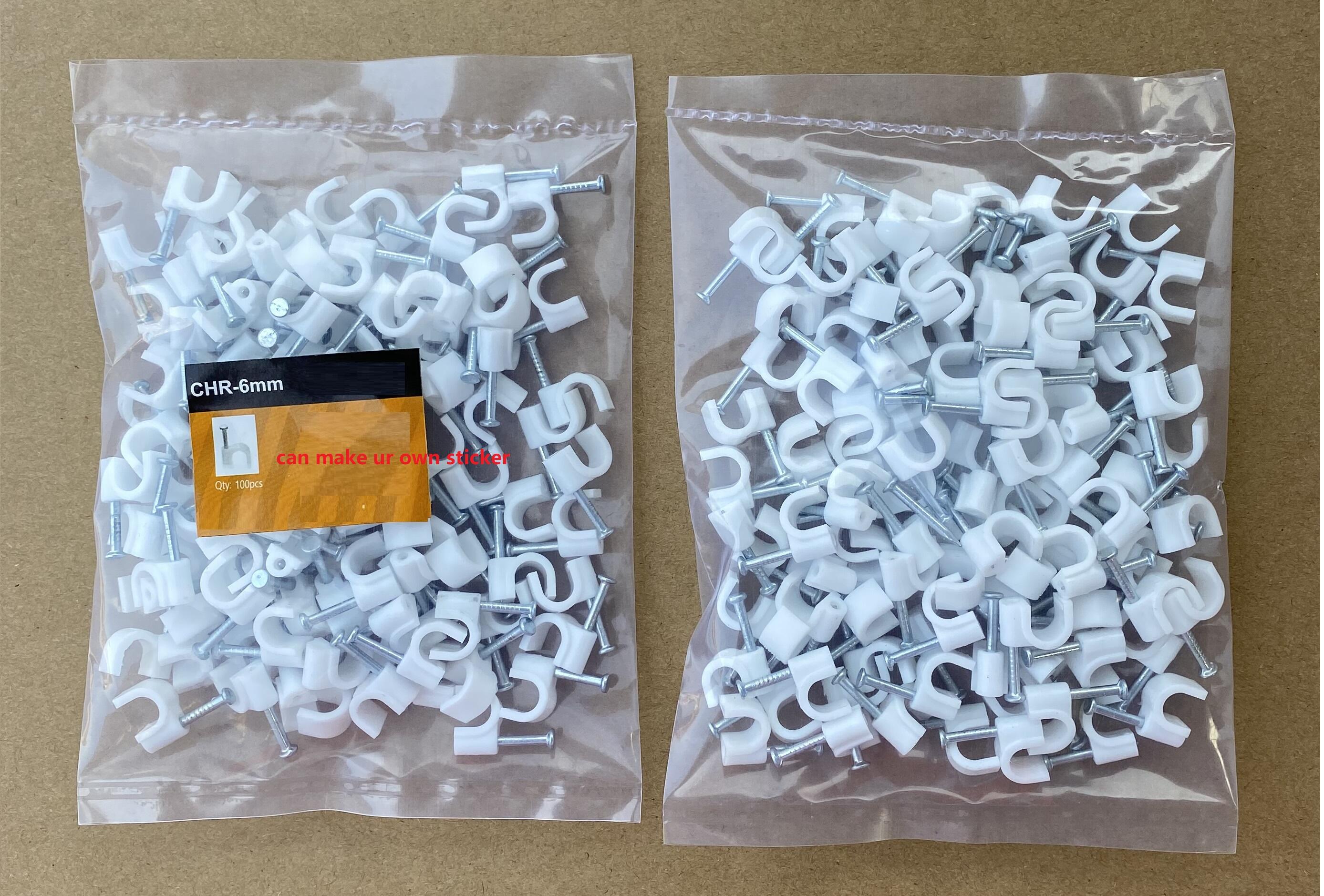 White Plastic Electric Circle Cable Clip with Nails factory