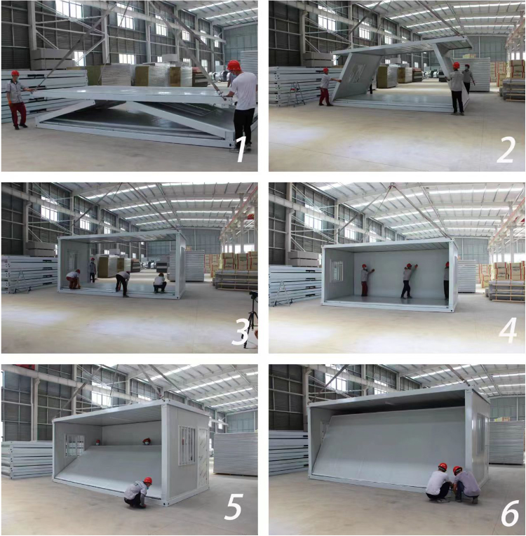 Flat pack foldable container home for living office steel structure frame welded foldable container fast assemble supplier