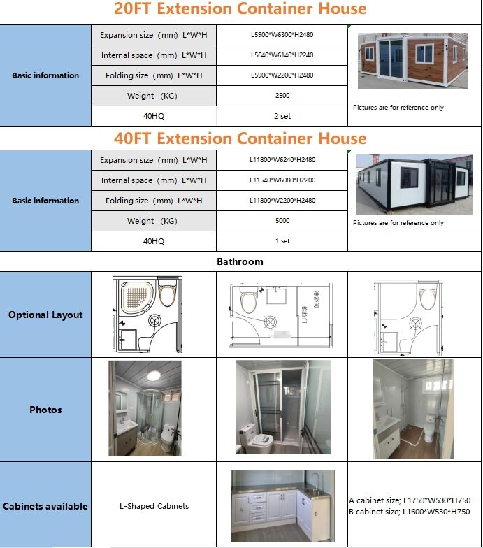 Extendable prefab cabins with two bedrooms supplier