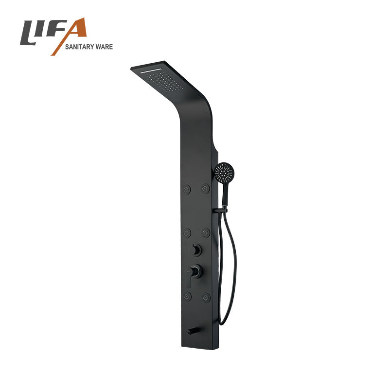 New design black aluminum alloy corner shower system popular decorative shower panel CF-9037