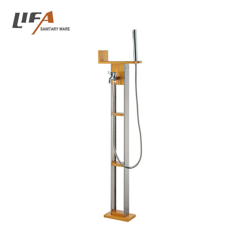 2023 Excellent design Wooden Stainless Steel Multifunctional Outdoor Shower Panel For Garden CF-5204