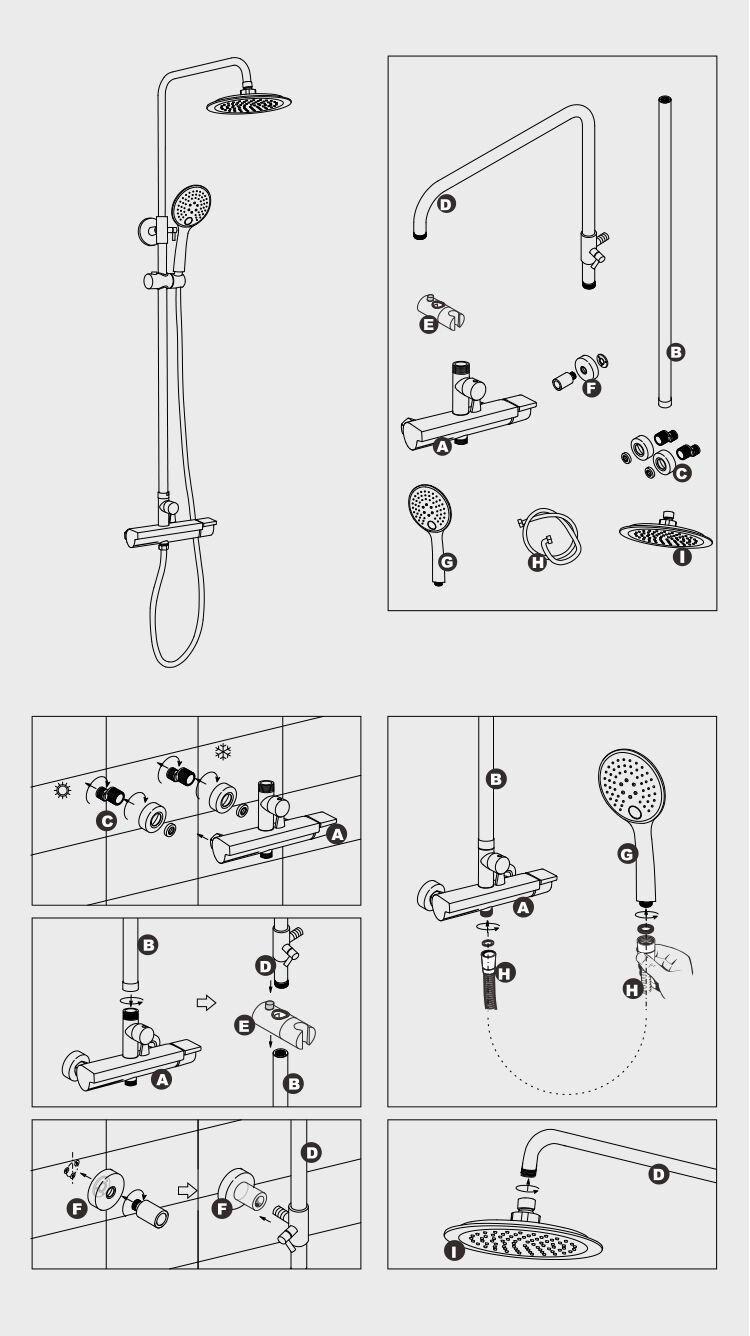 New fashion stainless stee bathroom shower set matte grey rainfall shower column CF-3062 factory
