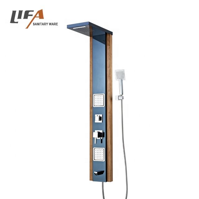 Panel de ducha de acero inoxidable con superficie cromada y diseño popular CF-8327