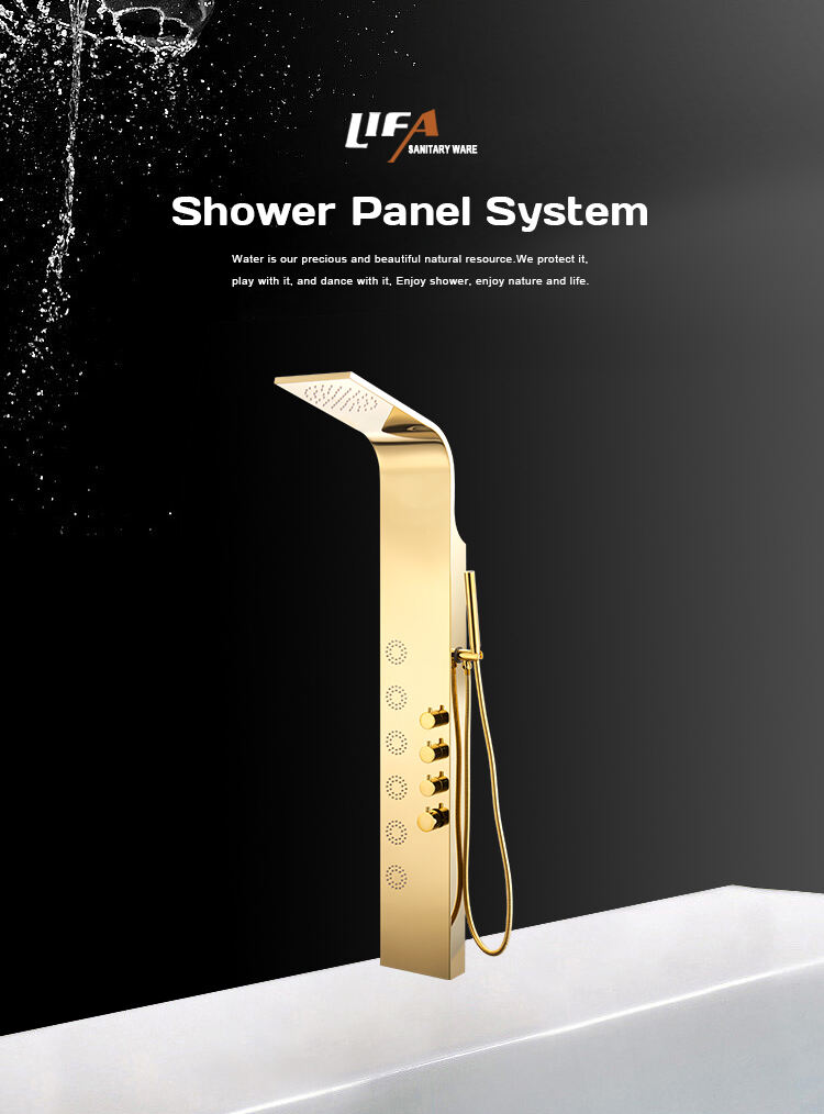 Popular design New bath shower high quality golden Stainless Steel shower panel CF-8225 factory