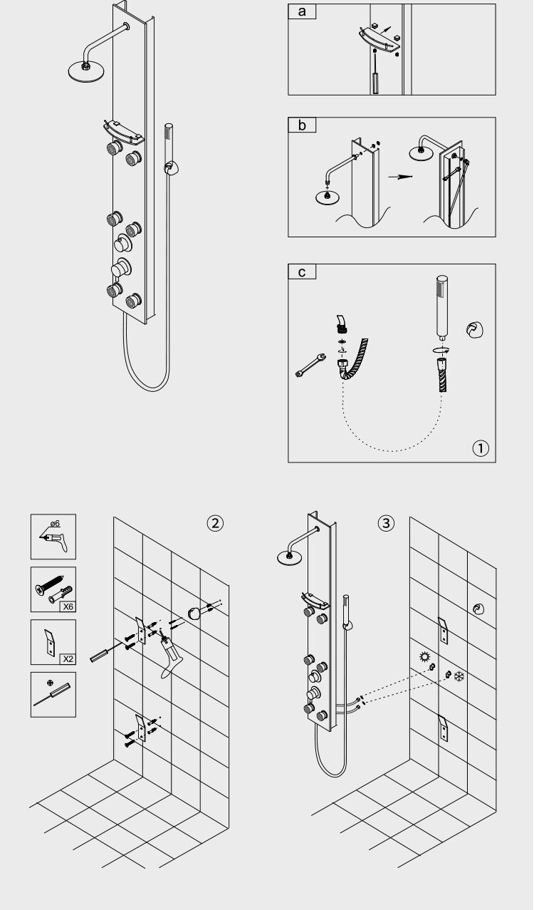 Quality home shower system spraying massage aluminum alloy shower panel CF-9228 factory