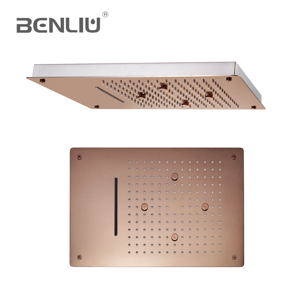 ローズゴールド 19''X13'' 天井シャワー長方形高級デザインバスルーム用シャワー BOX114833WM-RG