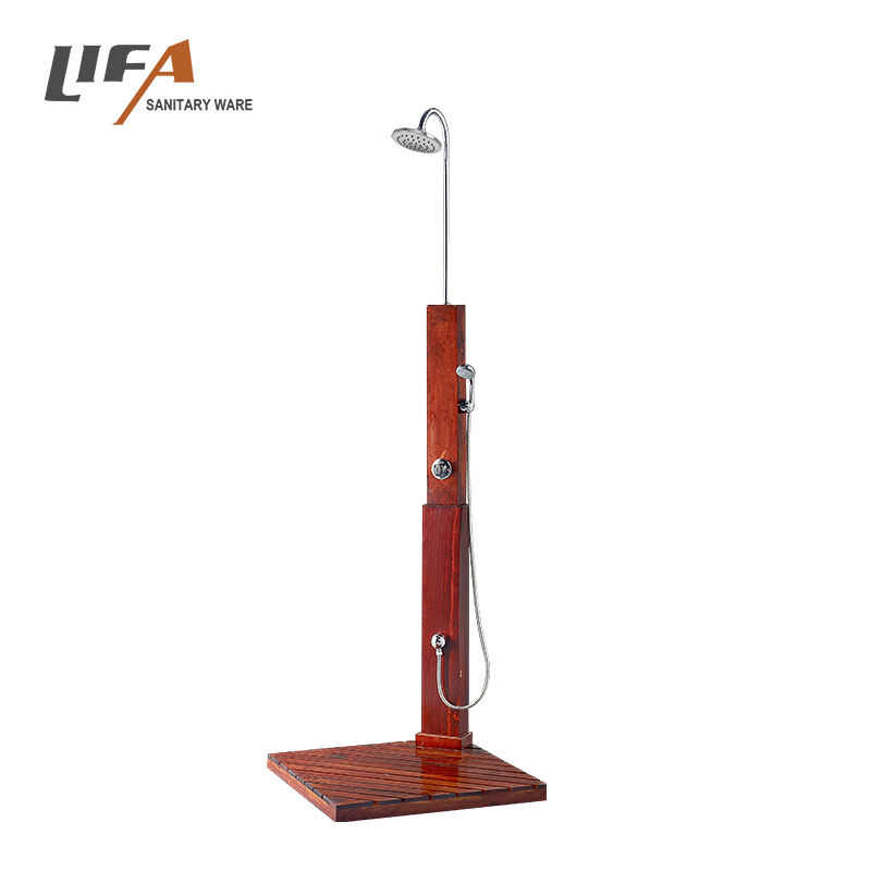 Excellent design outdoor beach shower tray wooden shower panel for pool CF-5008