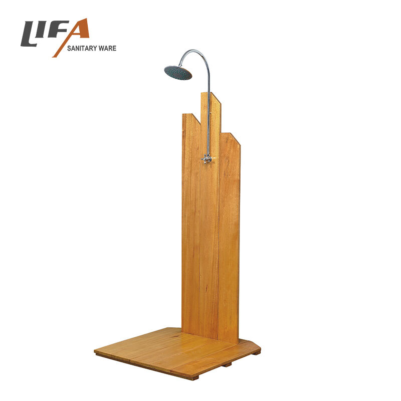 Hot Sale Wooden Garden Waterfall Rainfall Multifunctional Outdoor Shower Panel CF-5004