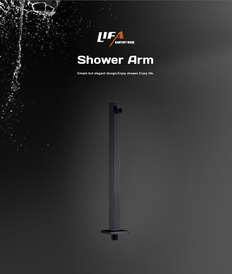 black color SS Wall mounted Shower head arm Stainless steel shower pipe for head shower F47/F48 details