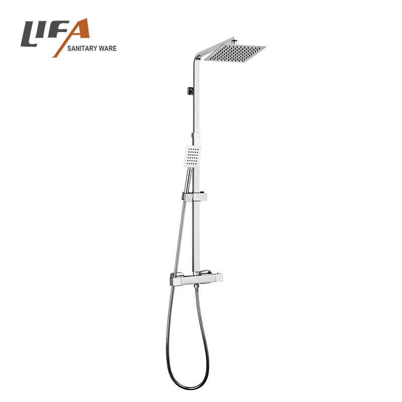 Thermostatic Stainless Steel Column Rain Shower Waterfall Head  Shower Set CF-3056