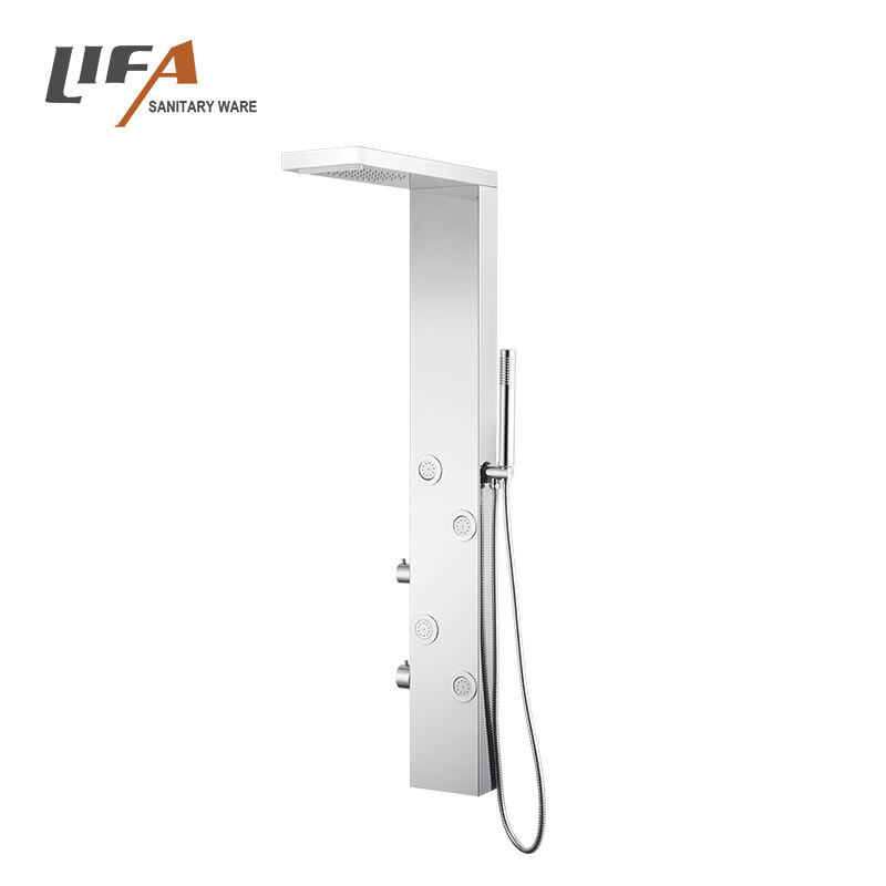 Hot sell bathroom wall mounted ceramic cartridge massage jets stainless steel shower panel CF-8340