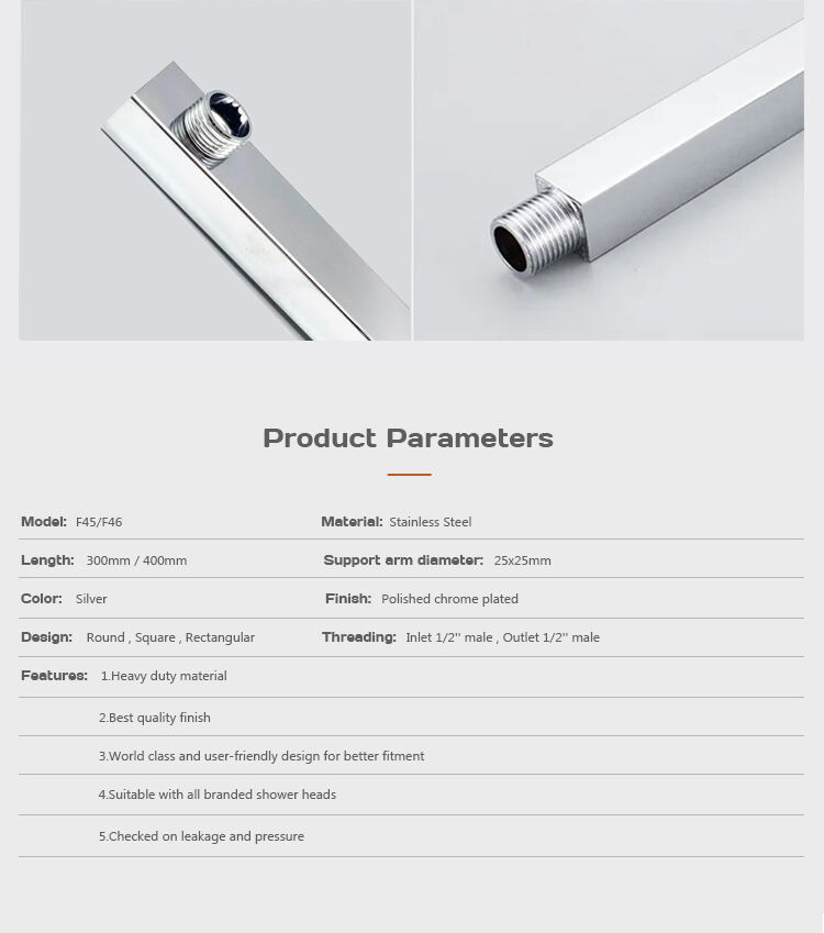 Bathroom wall mounted shower head arm  stainless steel shower arm F45/F46 details