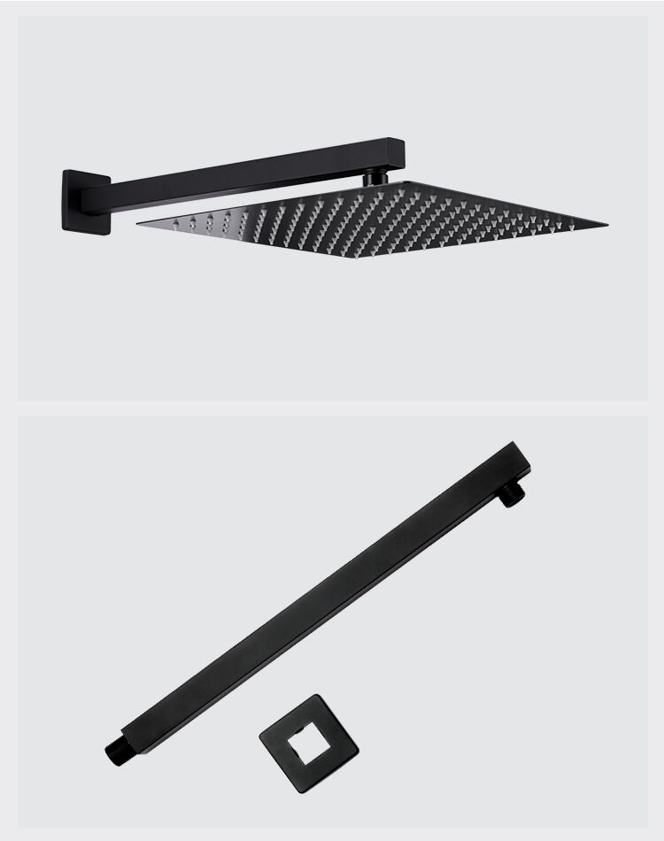 black color SS Wall mounted Shower head arm Stainless steel shower pipe for head shower F47/F48 manufacture