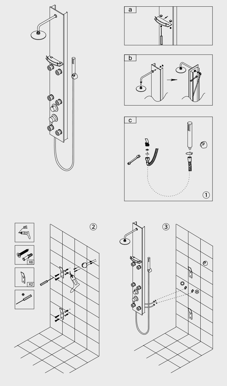Home sanitaryware bathroom wall mounted PVC shower panels CF-7003 details