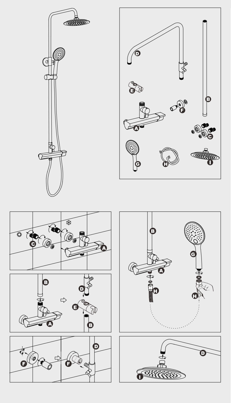 Quality design adjustable shower column wall hang shower panel CF-3021B factory