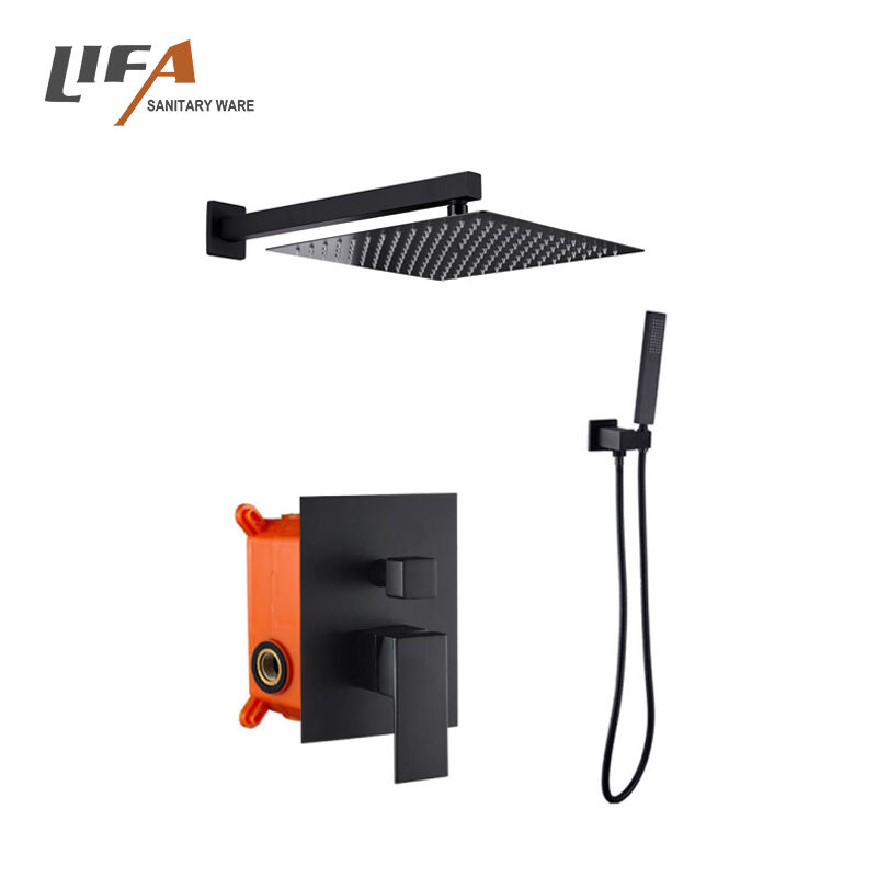 Sistema mezclador de ducha empotrado de lujo para montaje en pared, juego de ducha de lluvia de 2 vías CS-2003