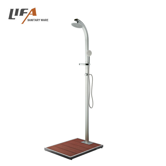 Columna de ducha de piscina al aire libre, de aleación de aluminio, de diseño nuevo, para playa, jardín, independiente, CF-5013