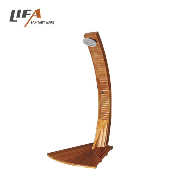 Columna de ducha de madera para exteriores, para uso en el jardín, para piscinas, montaje sobre el suelo, CF-5002