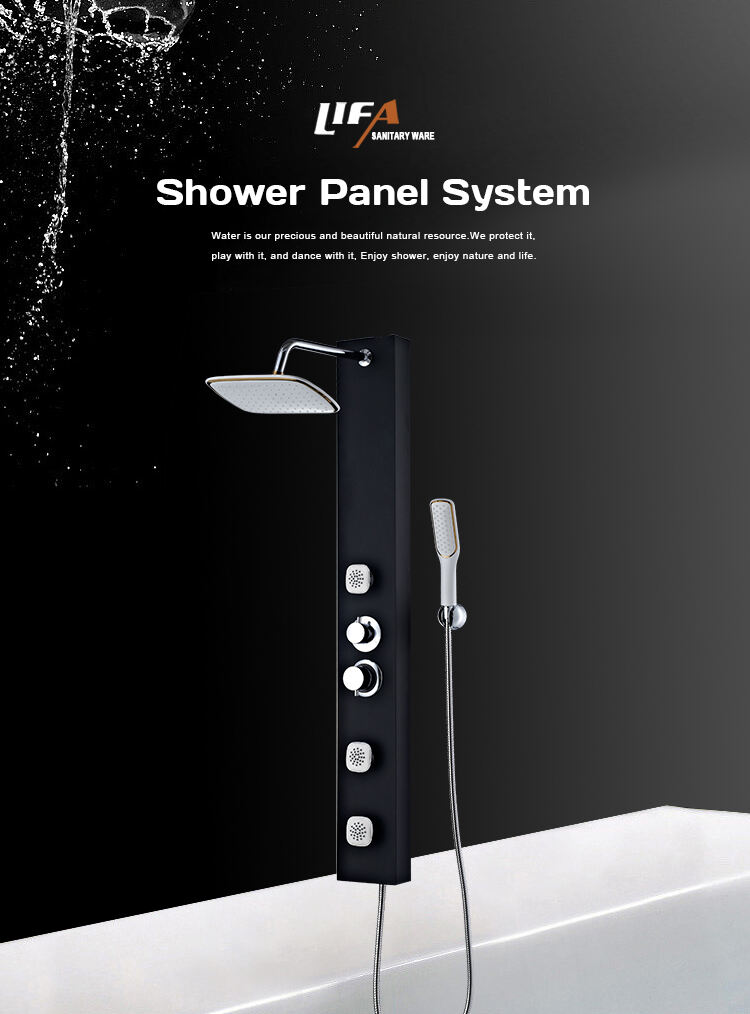 Good quality modern PVC in black body wall mounted bathroom massage shower panel CF-7115 factory
