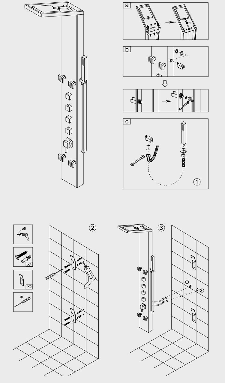 Super quality economical shower column water saving stainless steel shower panel CF-8350 supplier
