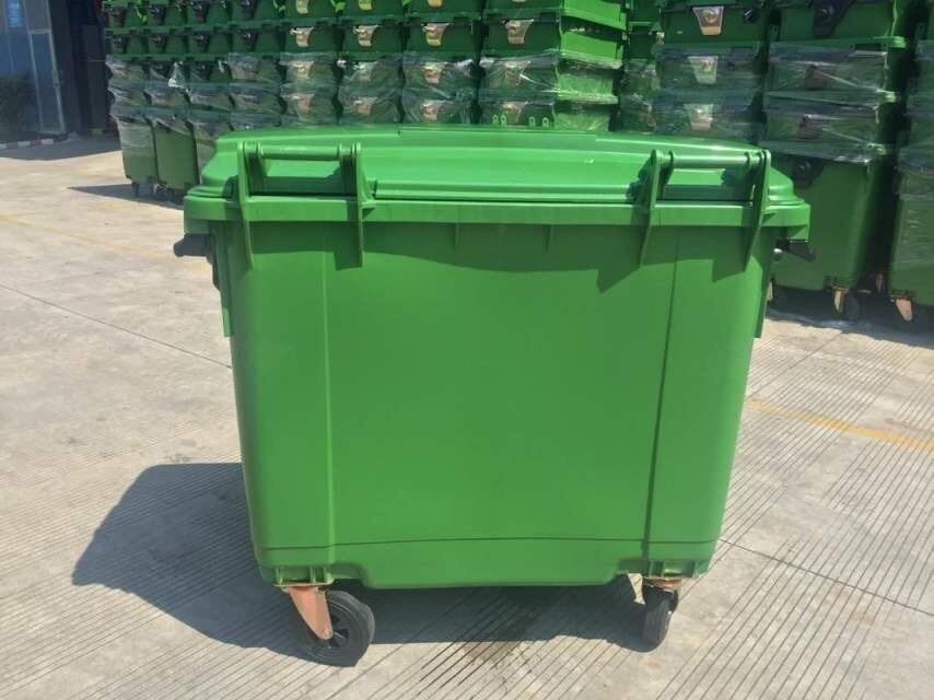 Outdoor Plastic Trash Bin 1100 Liter Rectangular Recycle Waste Bin Open Top Storage Bucket with Wheelie Bin Structure details