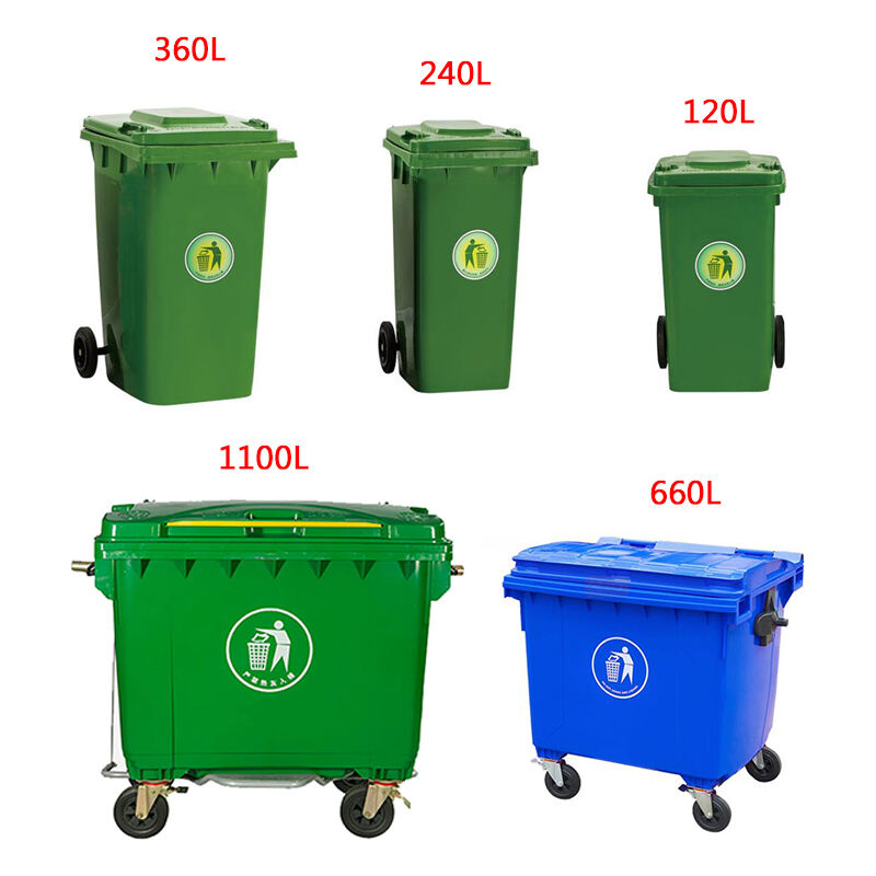 1100L/660L/360L/240L/120L Plastic Wheelie Bins Dustbin Wheels China Factory Suppliers Waste Bins factory