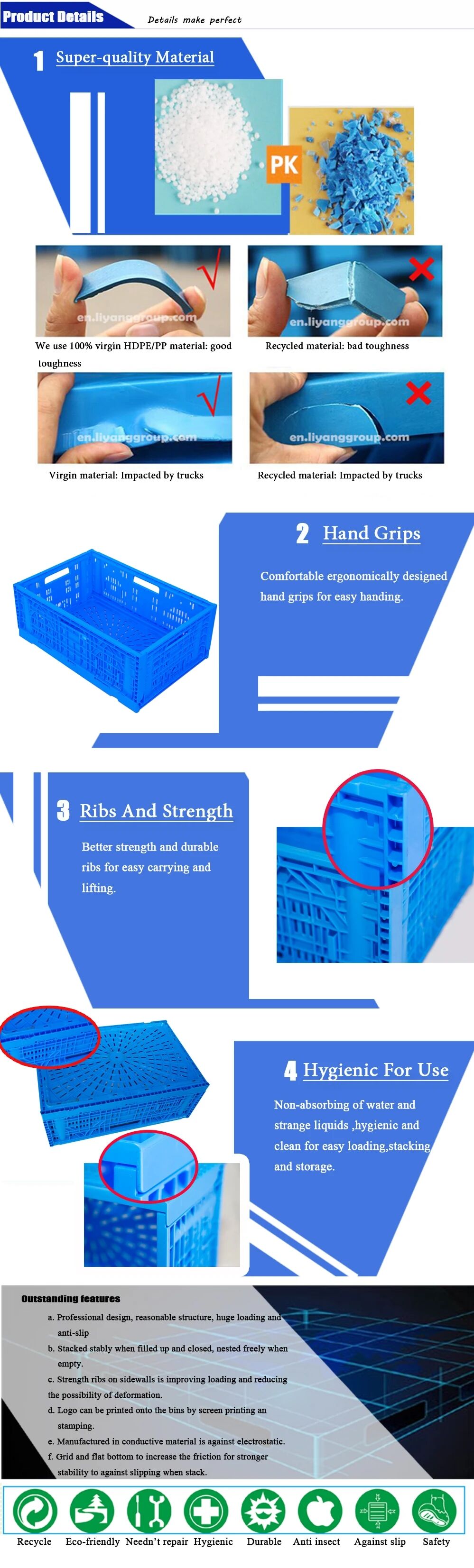 Factory Price Collapsible Plastic Basket Folding Plastic Storage Crates for Cold Fruit and Vegetables supplier