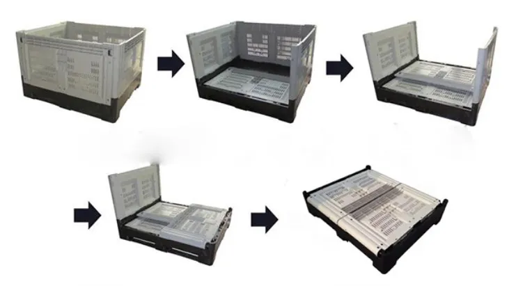 Heavy Duty Warehouse Storage Large Mesh/Vented Agricultural Harvest Stackable /Foldable/Collapsible Plastic Pallet crate box supplier