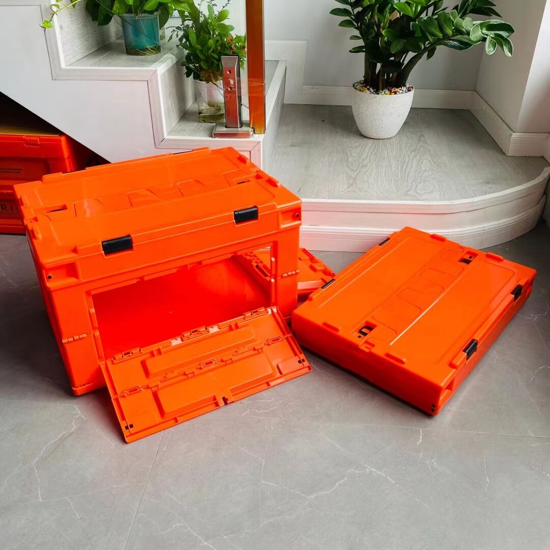 Heavy-duty durable red plastic crates storage case box plastic foldable industrial shipping storage box with lid factory