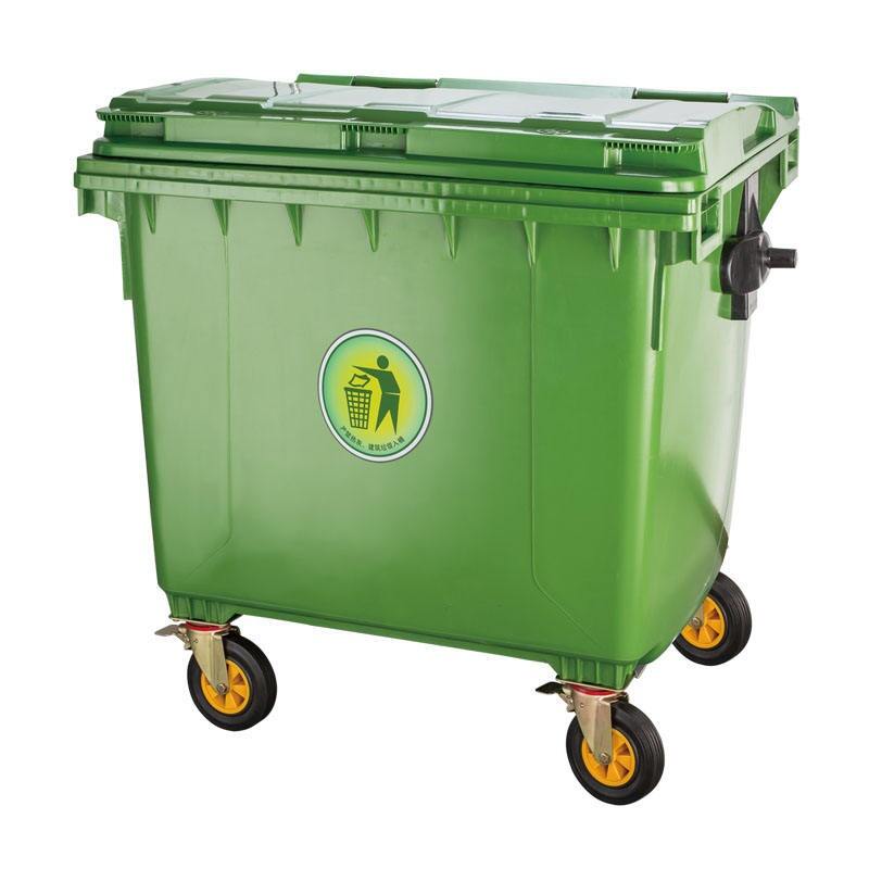 Outdoor Plastic Trash Bin 1100 Liter Rectangular Recycle Waste Bin Open Top Storage Bucket with Wheelie Bin Structure details