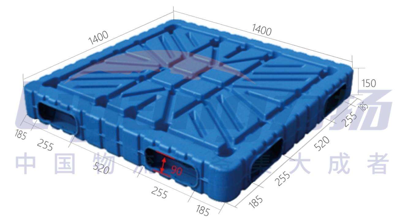 Virgin material HDPE standard size 1200X1000mm Size Heavy Duty reversible type Blow Molding Plastic Pallet manufacture