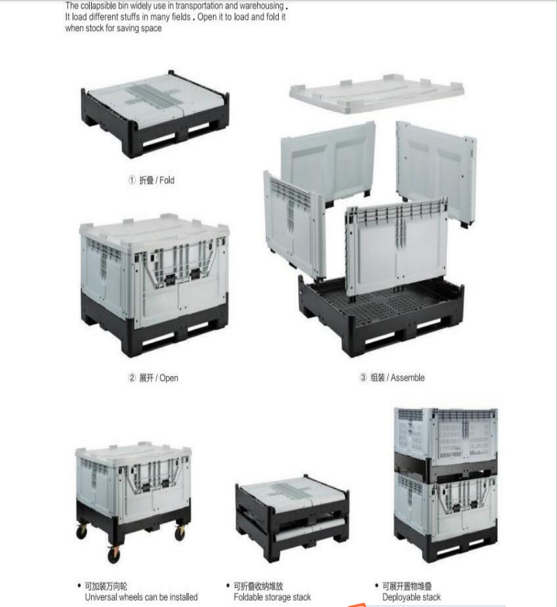 Large Four Way Entry HDPE Mesh Pallet Heavy Duty Stackable Agricultural Folding Plastic Container Euro Pallet for Agriculture factory