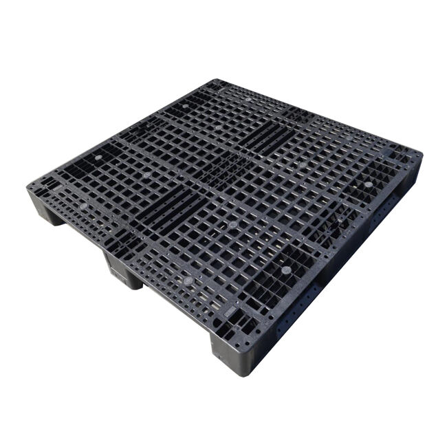 ESD Black Plastic Euro Pallets Antistatic Perforated Single Faced Pallets for Electrostatics supplier