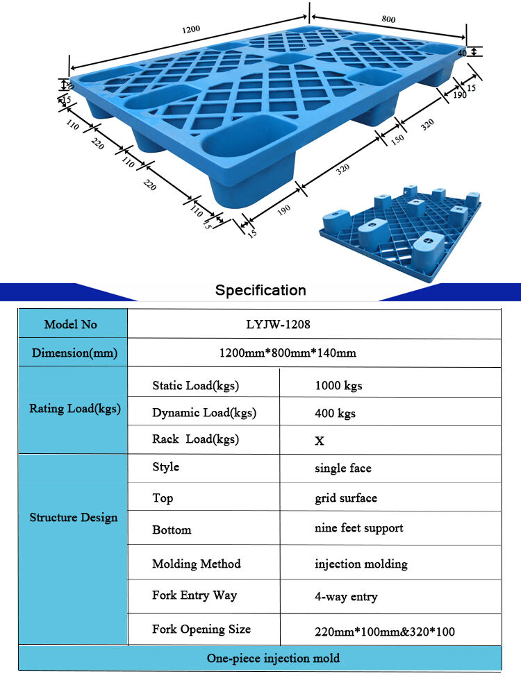 9 feet plastic pallet Nestable stackable large recycled euro plastic pallet for storage 120x80 details