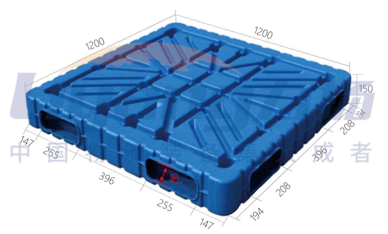 Virgin material HDPE standard size 1200X1000mm Size Heavy Duty reversible type Blow Molding Plastic Pallet factory