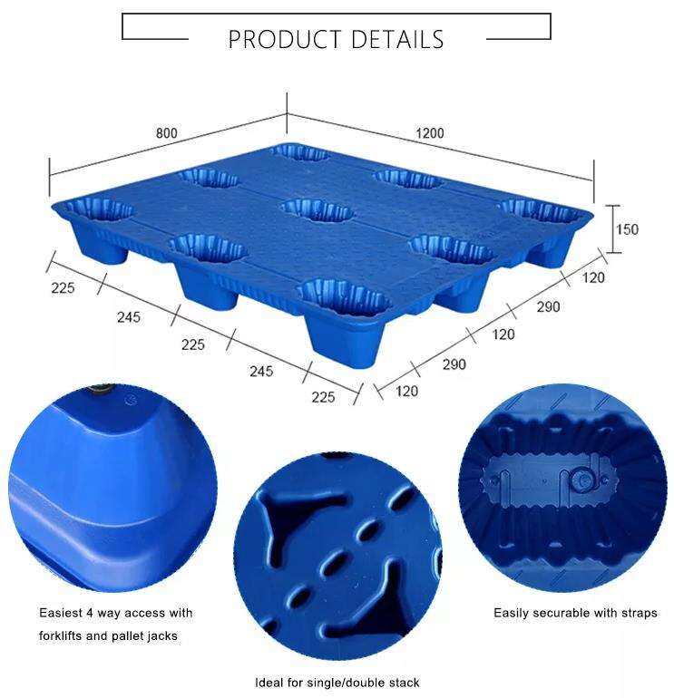 heavy duty 9 feet bottom transportation standard size 1210 dynamic load 1500KG nestable blow molding pallet factory