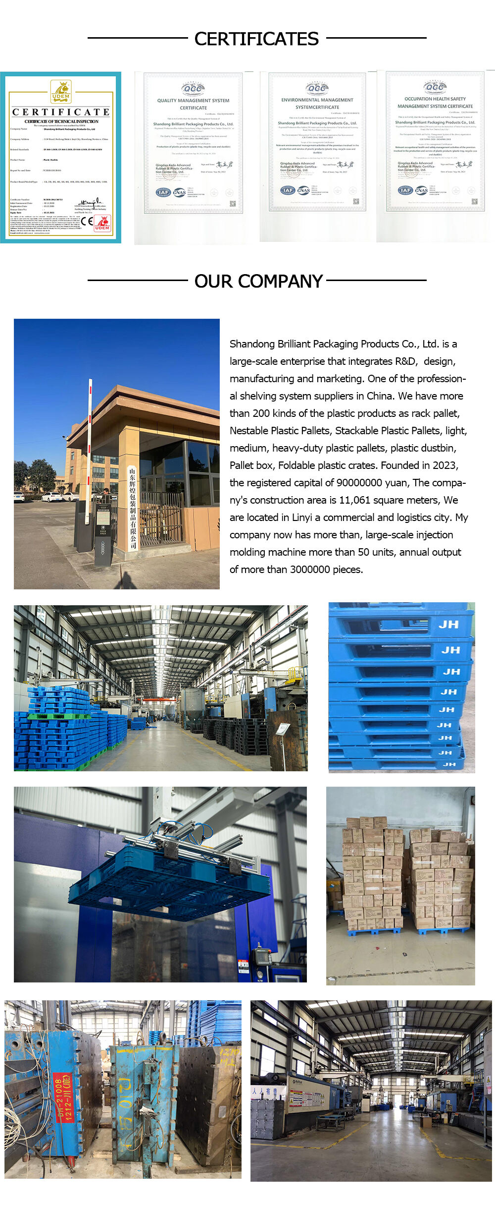 1100*1100 Heavy Duty Durable paletas de plastico industrial Blue hdpe Plastic Pallets Manufacturer factory