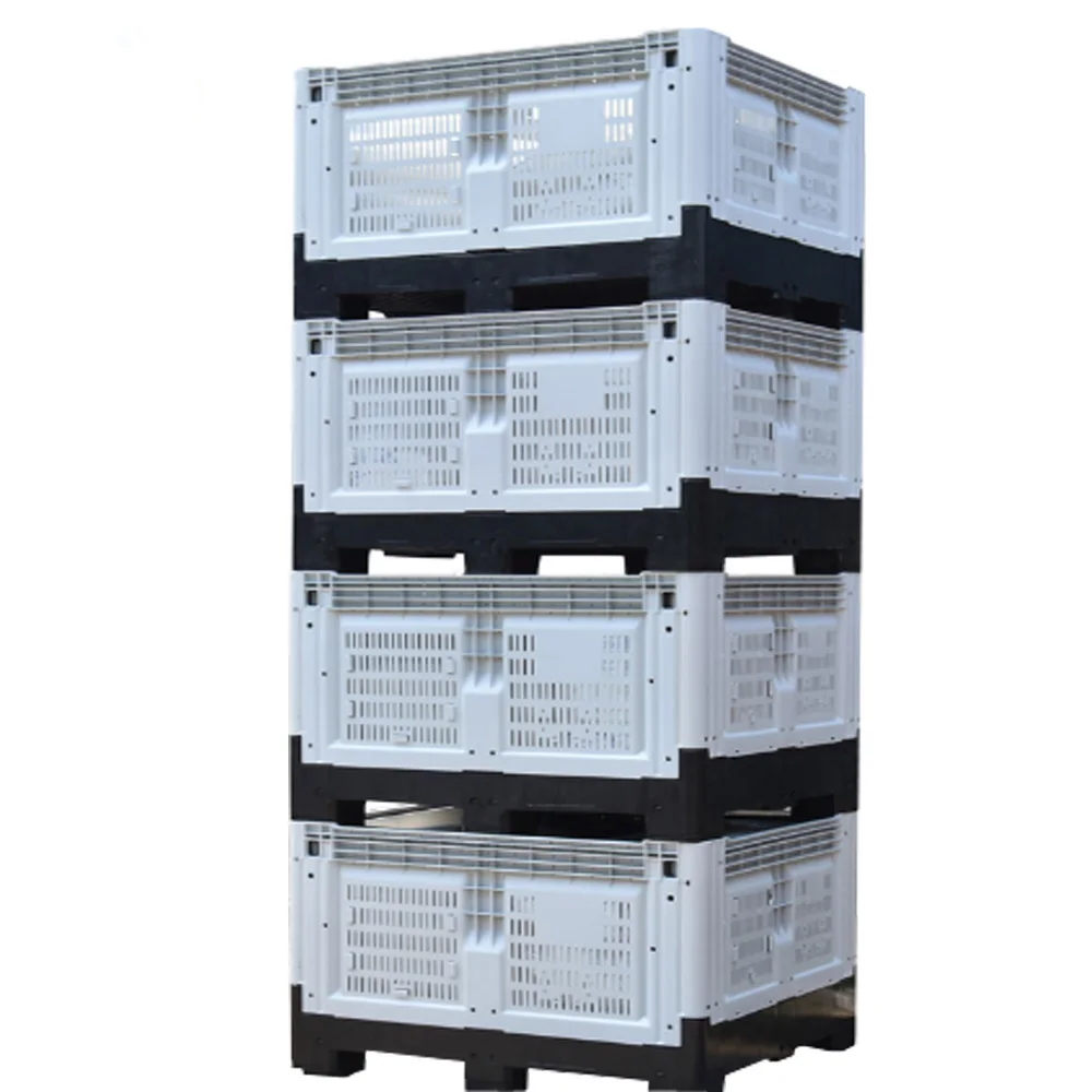 Heavy Duty Warehouse Storage Large Mesh/Vented Agricultural Harvest Stackable /Foldable/Collapsible Plastic Pallet crate box details