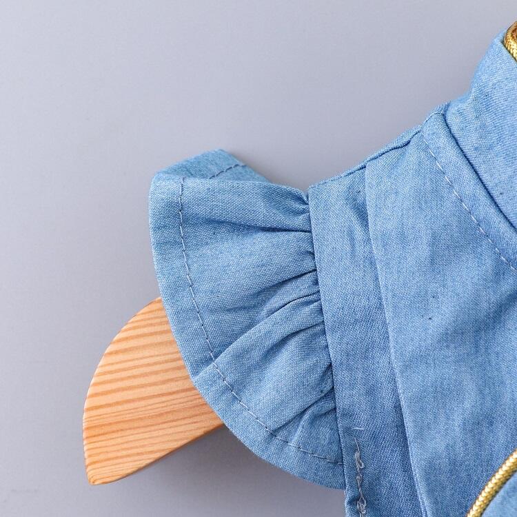 New Fashion Toddler Baby Girl Clothes Sleeveless Bow Star Denim Patchwork Mesh Sweet Girls Princess pink white Dress Summer factory