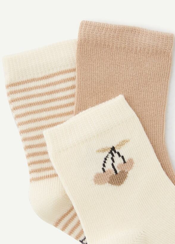 PACK OF THREE BABY GIRLS' LONG SOCKS IN CREAM AND BEIGE COTTON supplier