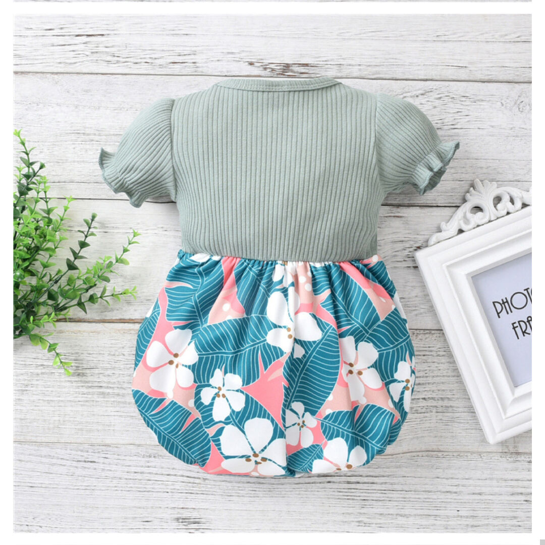 Green Horizon clothes pit strip bubble sleeve children's bag fart ha clothes newborn piece-together body clothes supplier