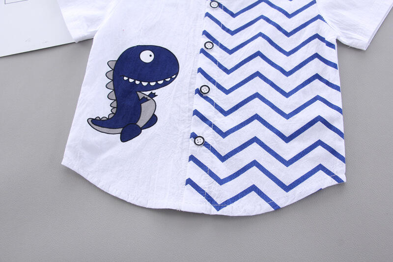 Summer Kids Baby Boys Cartoon Dinosaur Gentleman Short-sleeved Shirt Tops Shorts Outfits Set Kids Boy Clothing Set factory