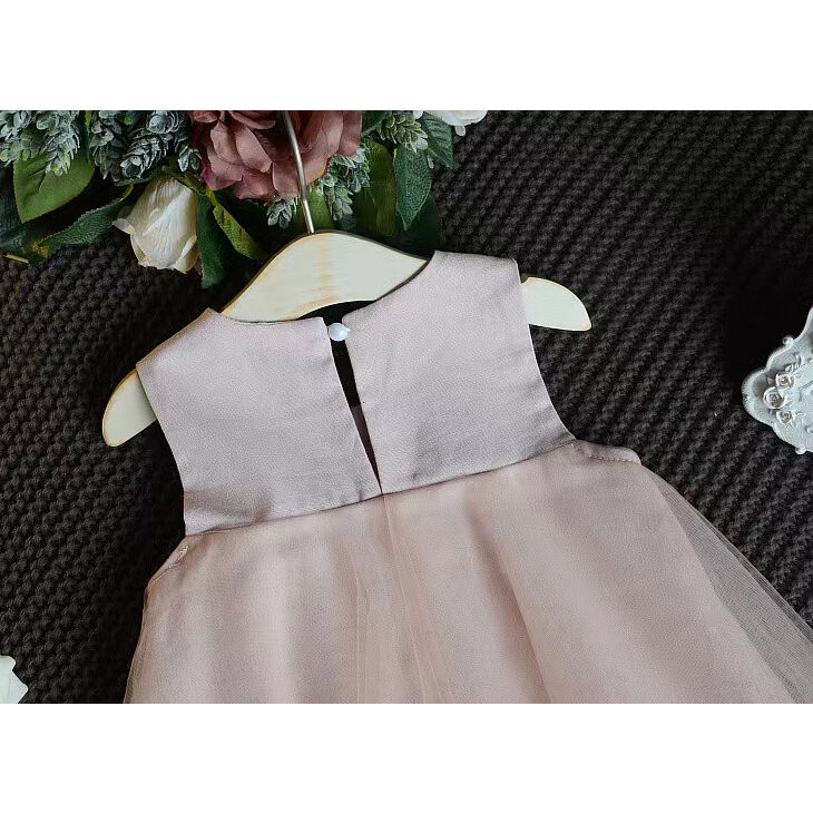 Green Horizon Summer Sleeveless Vest Princess Dresses Kids Fashion Round Neck Pink Party Baby Girl Clothes Flowers Dresses factory