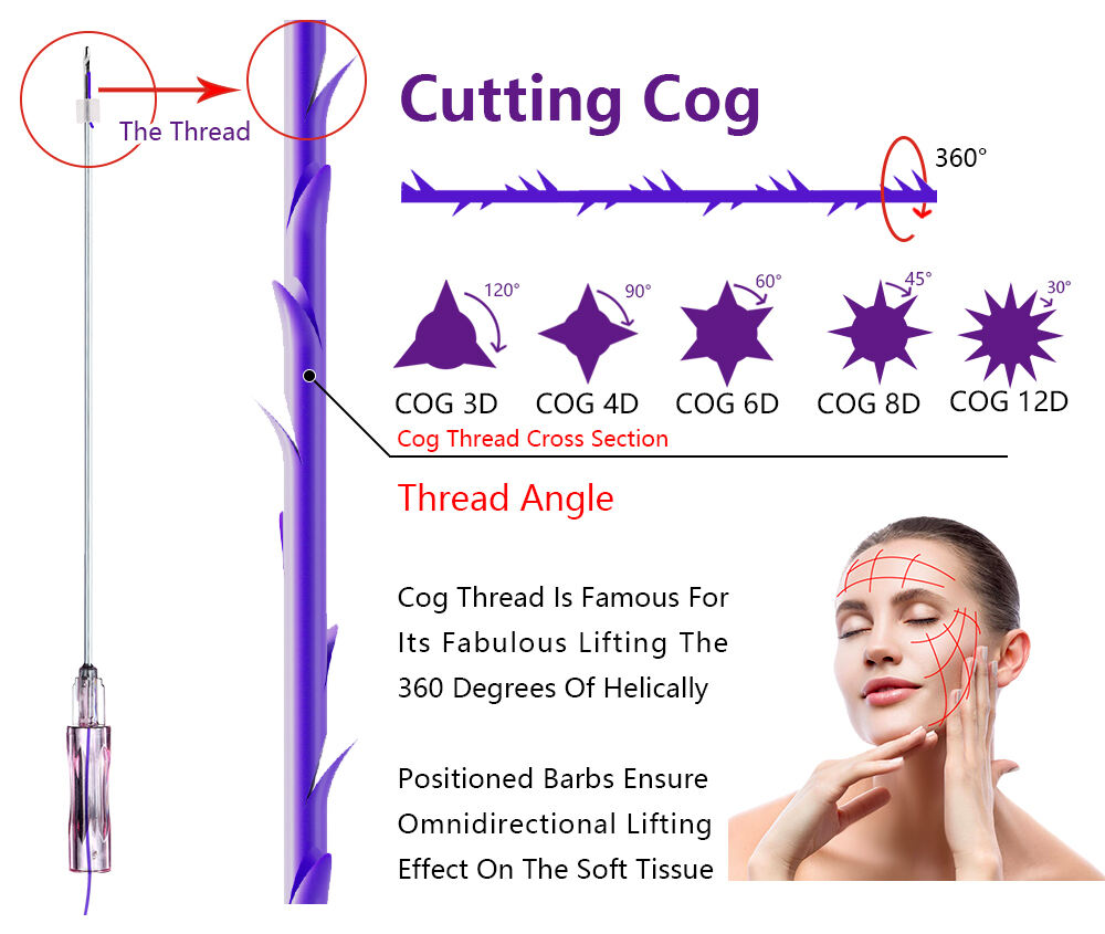 Korea Medical Cog Hios Pdo Tensores 26g 27g 60mm Facial Nose Lifting Filling Plla Double Screw Thread supplier