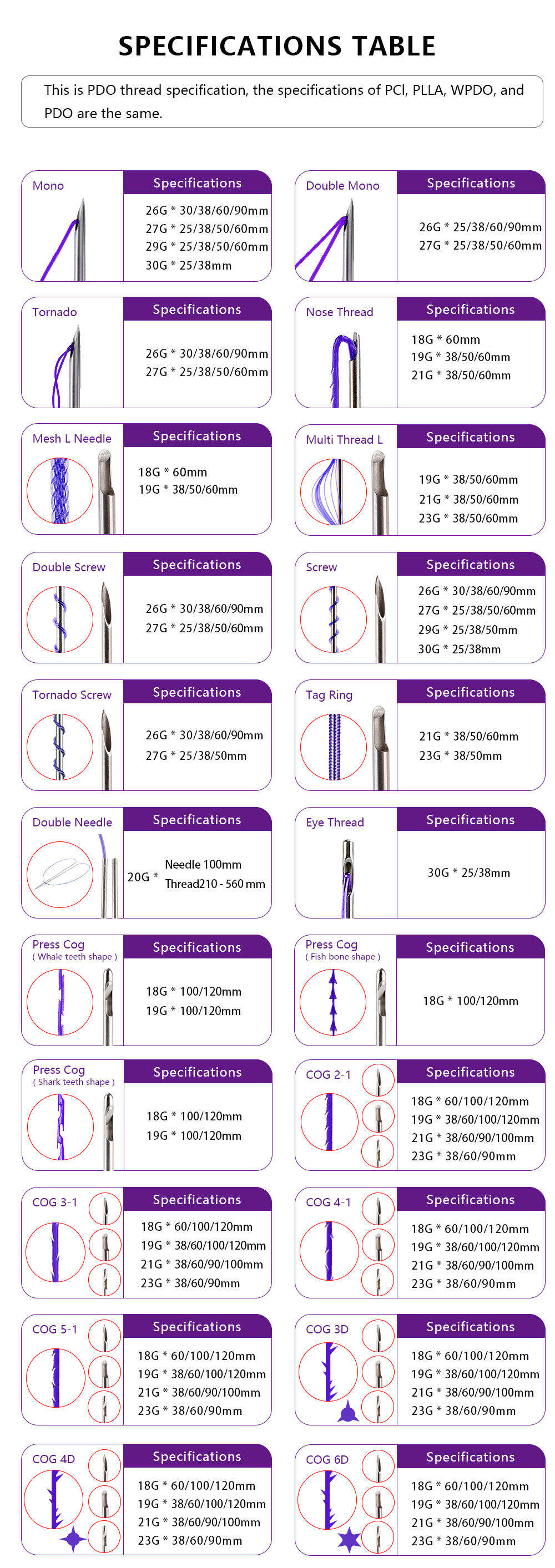 Lông mày má vú nâng hông kim đôi PCL Thread nhà cung cấp