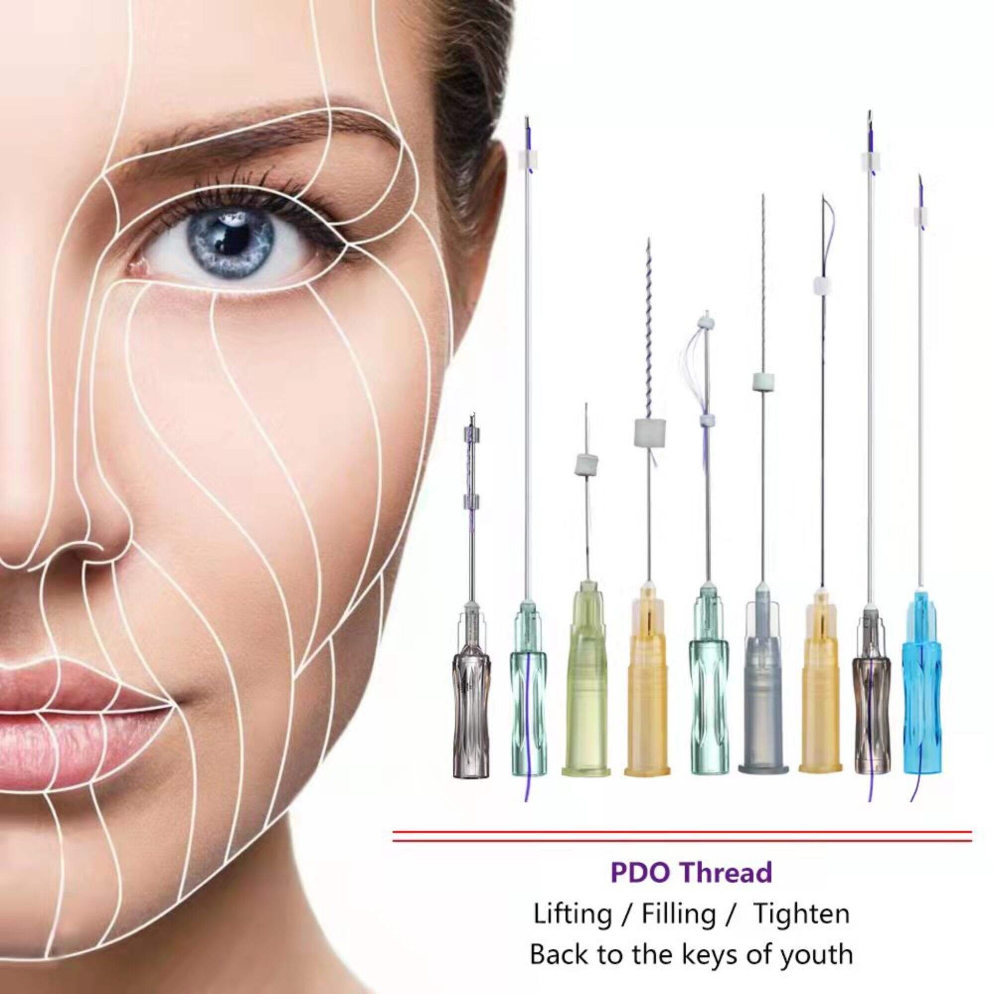 Plastic Surgery Face Lifting Thread 26g 38mm 60mm Pdo Pcl Wpdo Double Mono Threads With Ce Certificate