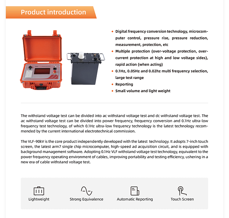 Details zum tragbaren Hipot-Testsystem VLF-90